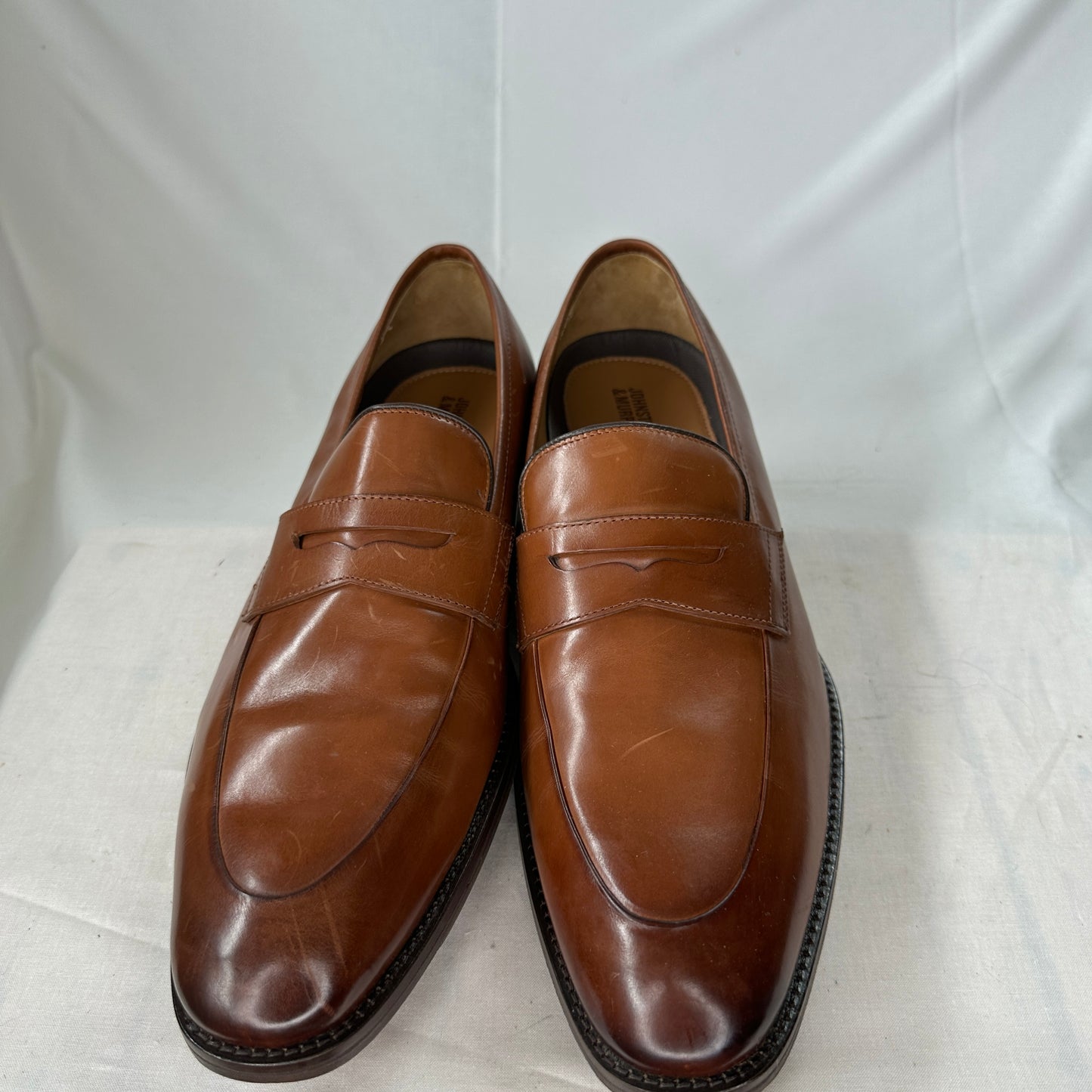 Johnston & Murphy Formal Dress Shoe Shiny Brown Slip On Shiny Leather Brown Unique Design Padded