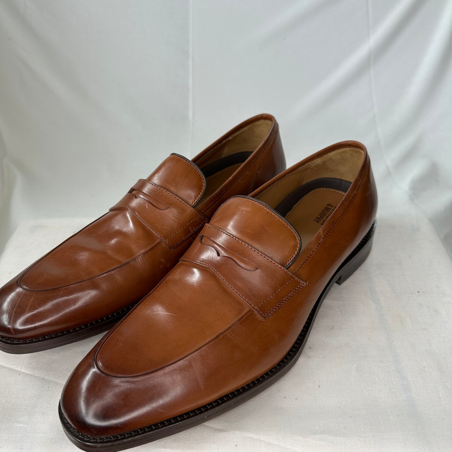 Johnston & Murphy Formal Dress Shoe Shiny Brown Slip On Shiny Leather Brown Unique Design Padded