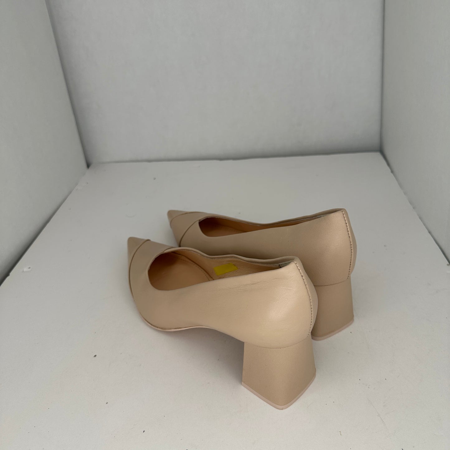 AGL Tracy Block Heels Cream/Off-White Slip On Supportive 2" Heel Lightweight Pointed Toe