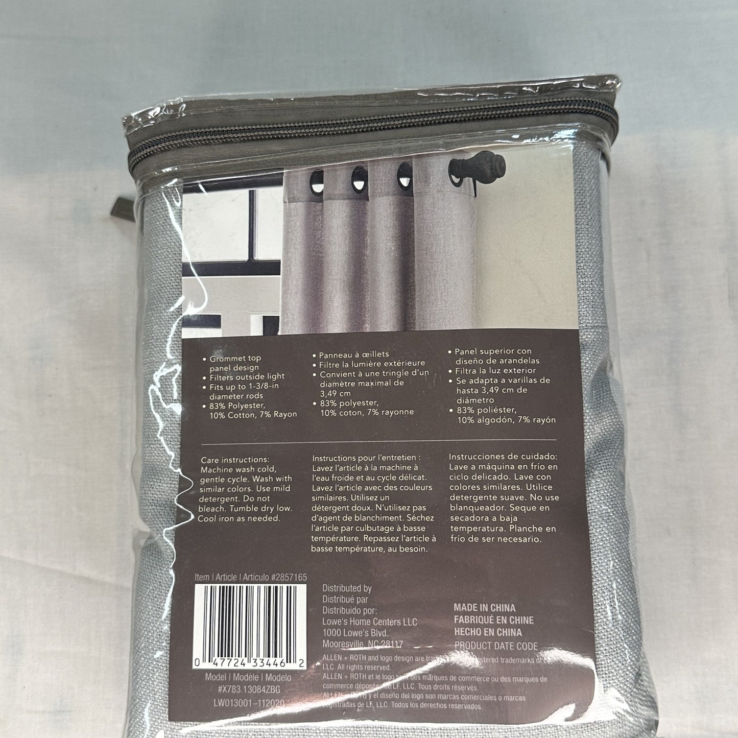 Allen + Roth Logan 84" Gromet Style Curtain 52x84 Gray Pattern Modern #2857165