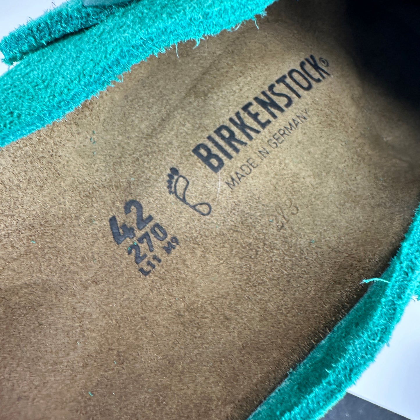 Birkenstock Teal Slippers Teal Slip On Felt Outside Adjustable Buckle One of a Kind Lightweight