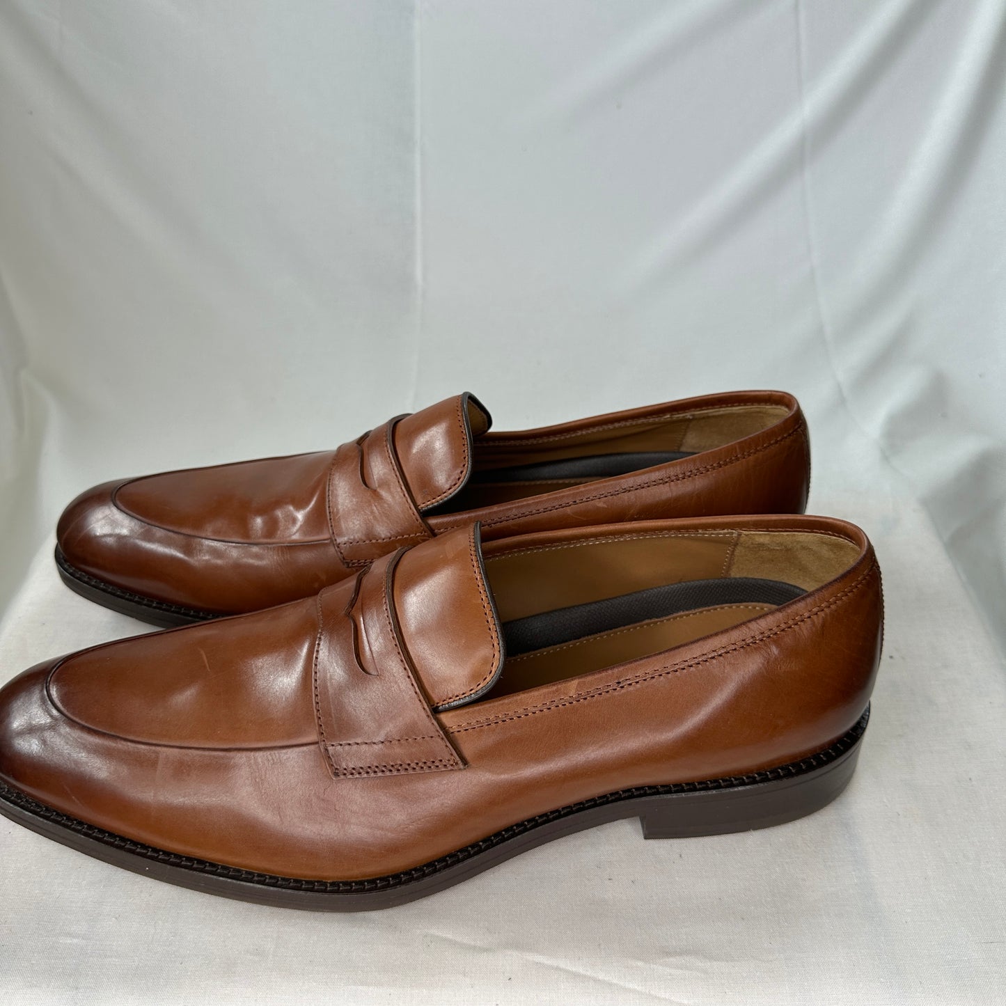 Johnston & Murphy Formal Dress Shoe Shiny Brown Slip On Shiny Leather Brown Unique Design Padded