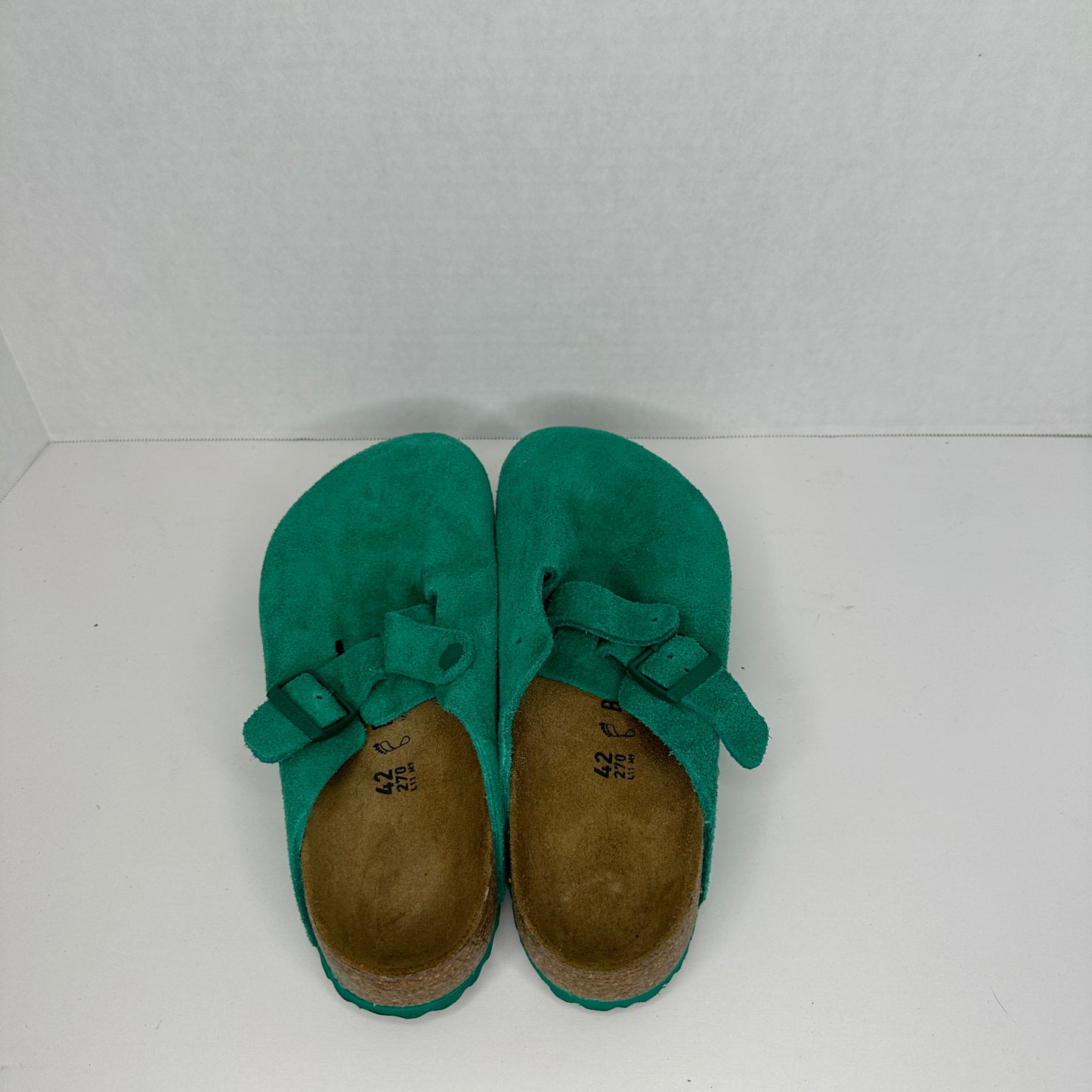 Birkenstock Teal Slippers Teal Slip On Felt Outside Adjustable Buckle One of a Kind Lightweight