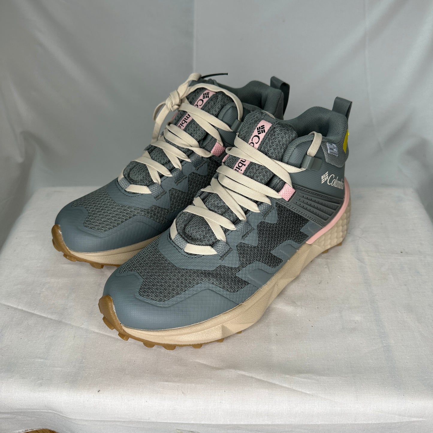 Columbia 75 Degree Blue, Pink, White Out Dry Waterproof Multi-Colored Logo Accent Lace-Up Comfortable for Hiking