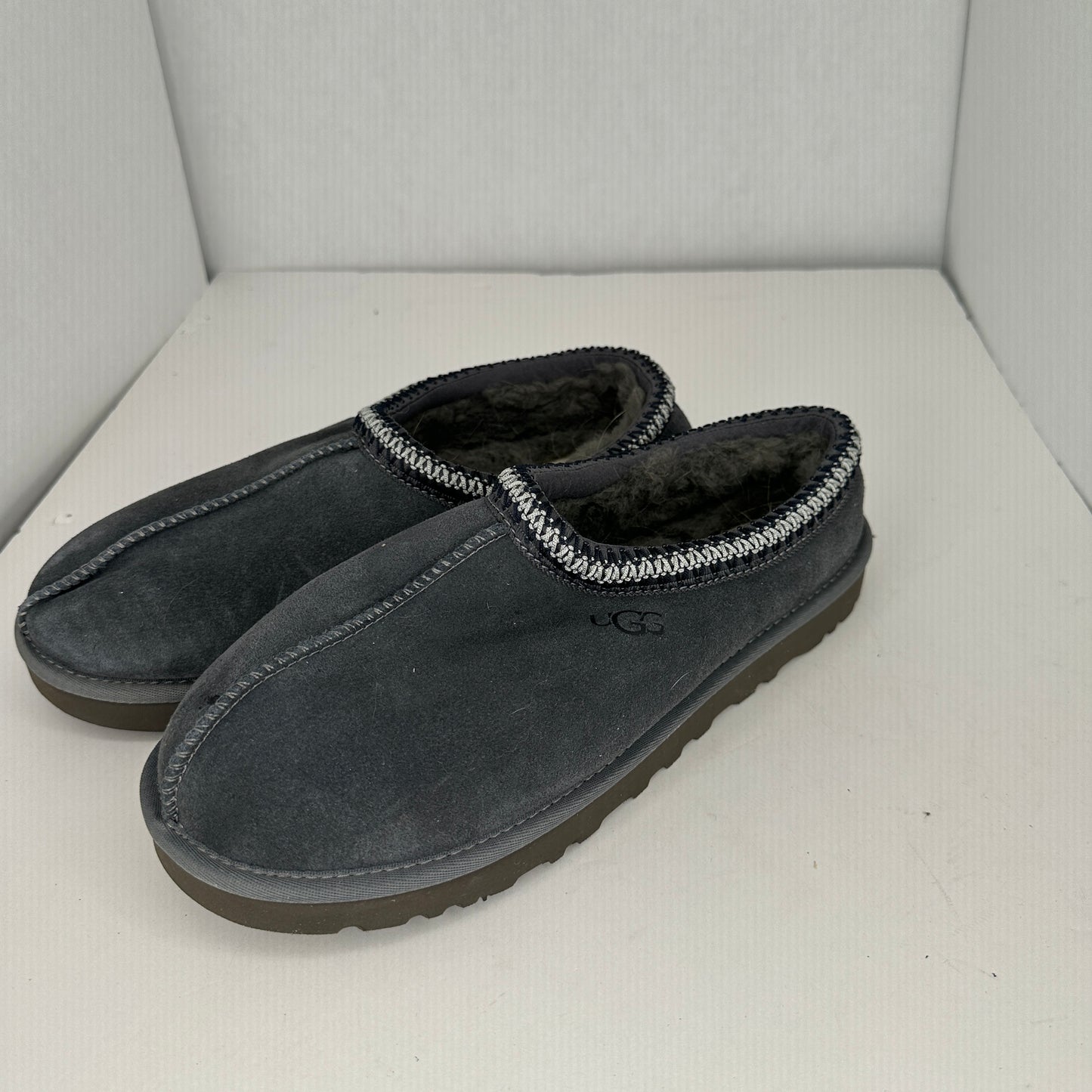 Ugg Tasman Slippers Gray and White Insulated Soft Sheepskin Slip On Closed Toe Lightweight