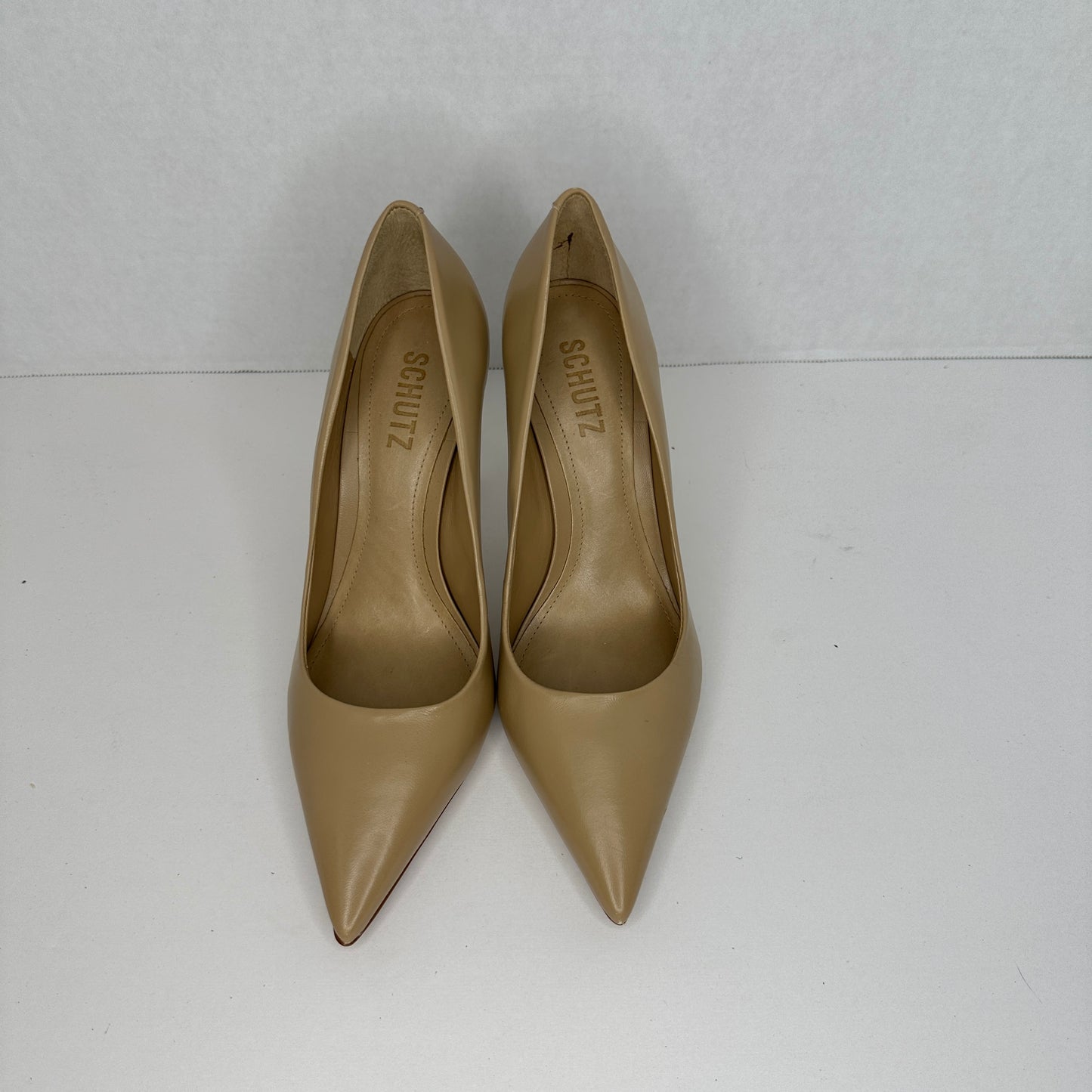 Schultz Extra High Heel Beige/Cream Slip On Leather Stiletto Cap Toe Lightweight