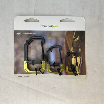 Minute Key Apex Series Carabiner Trio Pack Small Med Lrg Black and Gold