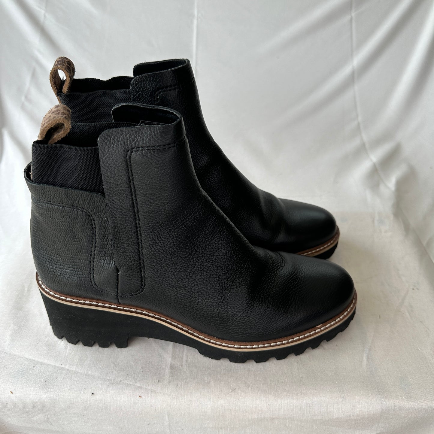 Dolce Vita Black Leather Boots Black Black Leather Tall Boot Wedge Style Height