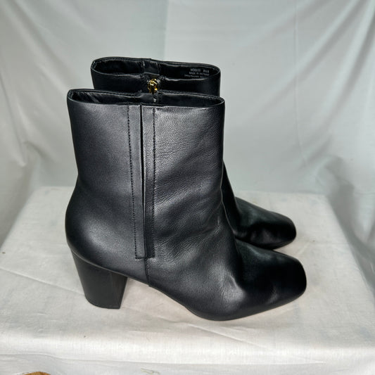 Cole Haan High Heel Boots Grand 360 Leather Black w/ Beige Bottoms and Gold Zipper Black Leather Platform Heel Zipper Open Box