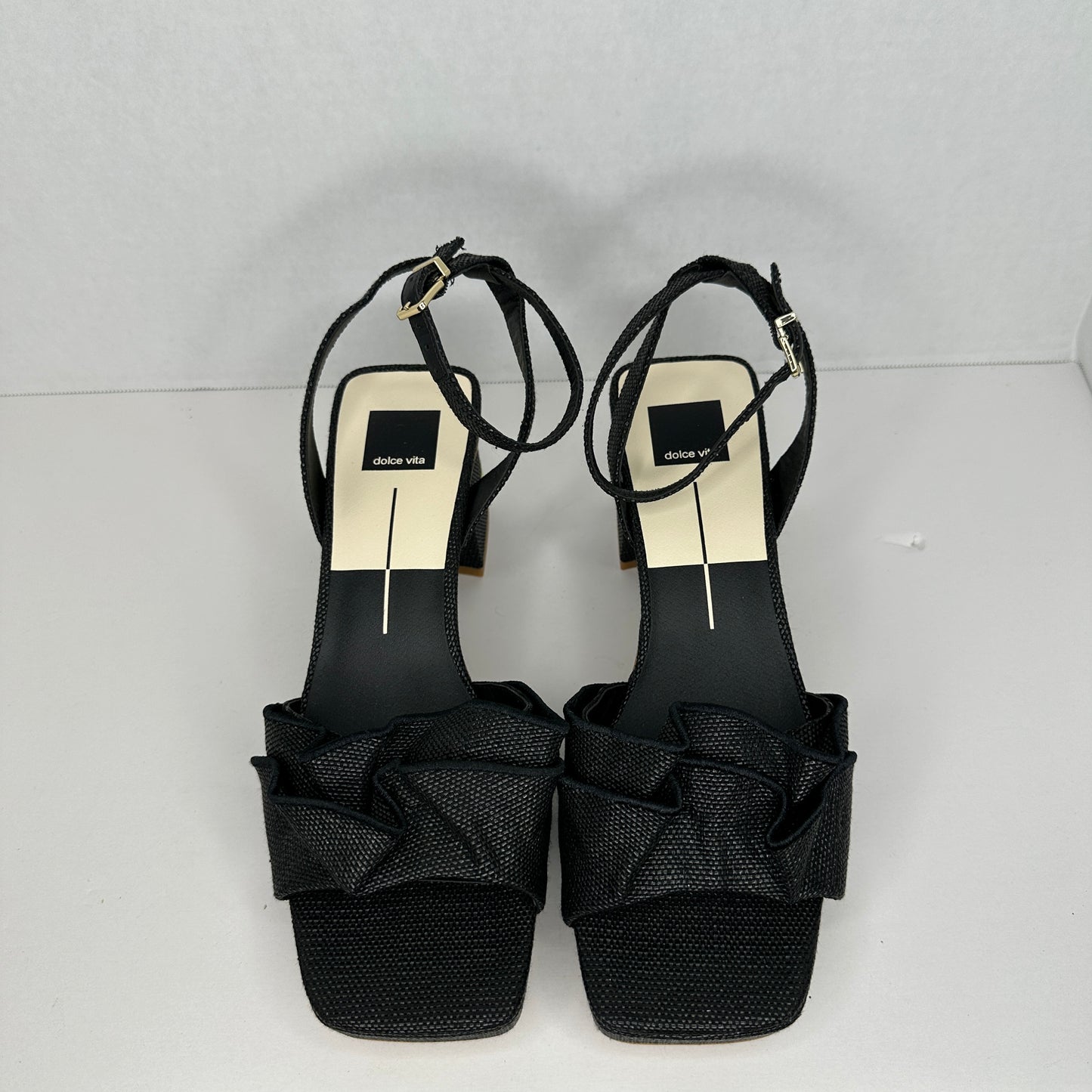 Dolce Vita Cheer Heels Black Lightweight Ankle Strap Buckle Adjustable Block Heel 3" Heel