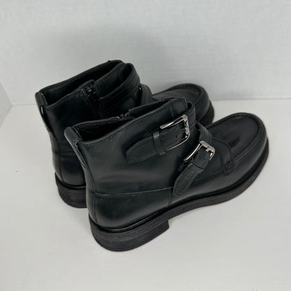 Free People Comfort Boots Black and Silver Adjustable Straps Buckles Silver Accents Made in India Handmade