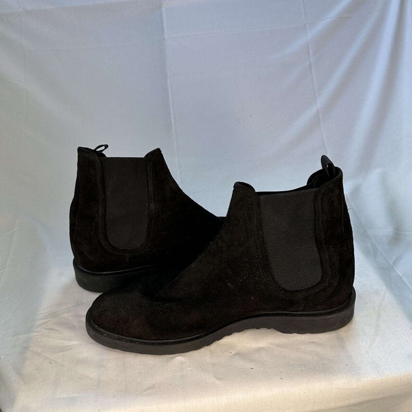 Zara Black Velvet Mens Dress Boots Slip On Style