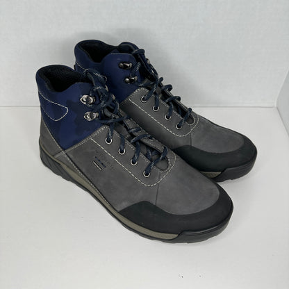 Josef Seibel Hiking Boots Gray, Blue, Silver Lace Up Waterproof Weatherproof Hiking/Outdoor Arch Support and Comfortable