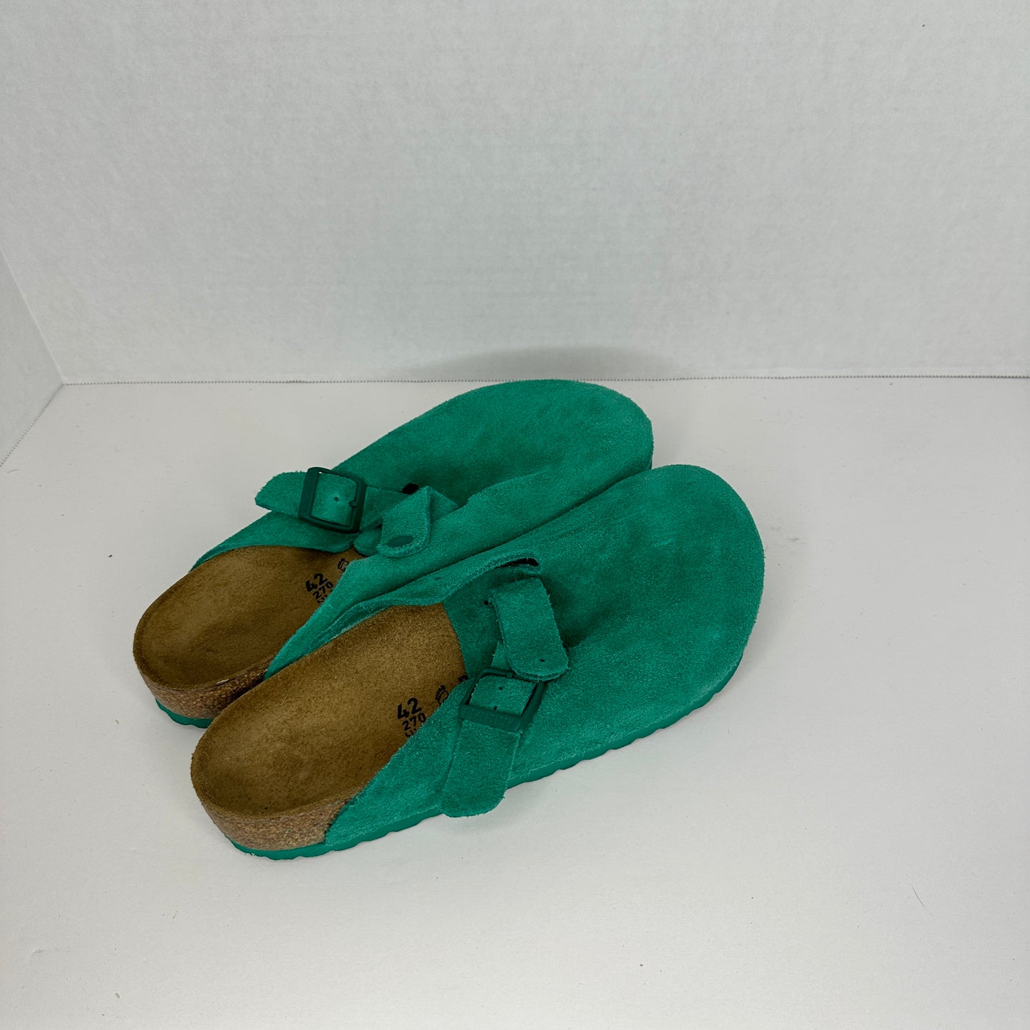 Birkenstock Teal Slippers Teal Slip On Felt Outside Adjustable Buckle One of a Kind Lightweight