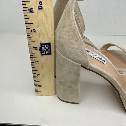 Steve Madden Susan Beige Adjustable Strap Suede Leather Adjustable Ankle Strap (only one) 4" Platform Heel Manmade