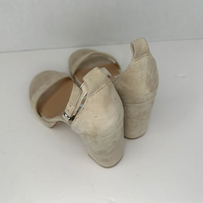 Steve Madden Susan Beige Adjustable Strap Suede Leather Adjustable Ankle Strap (only one) 4" Platform Heel Manmade