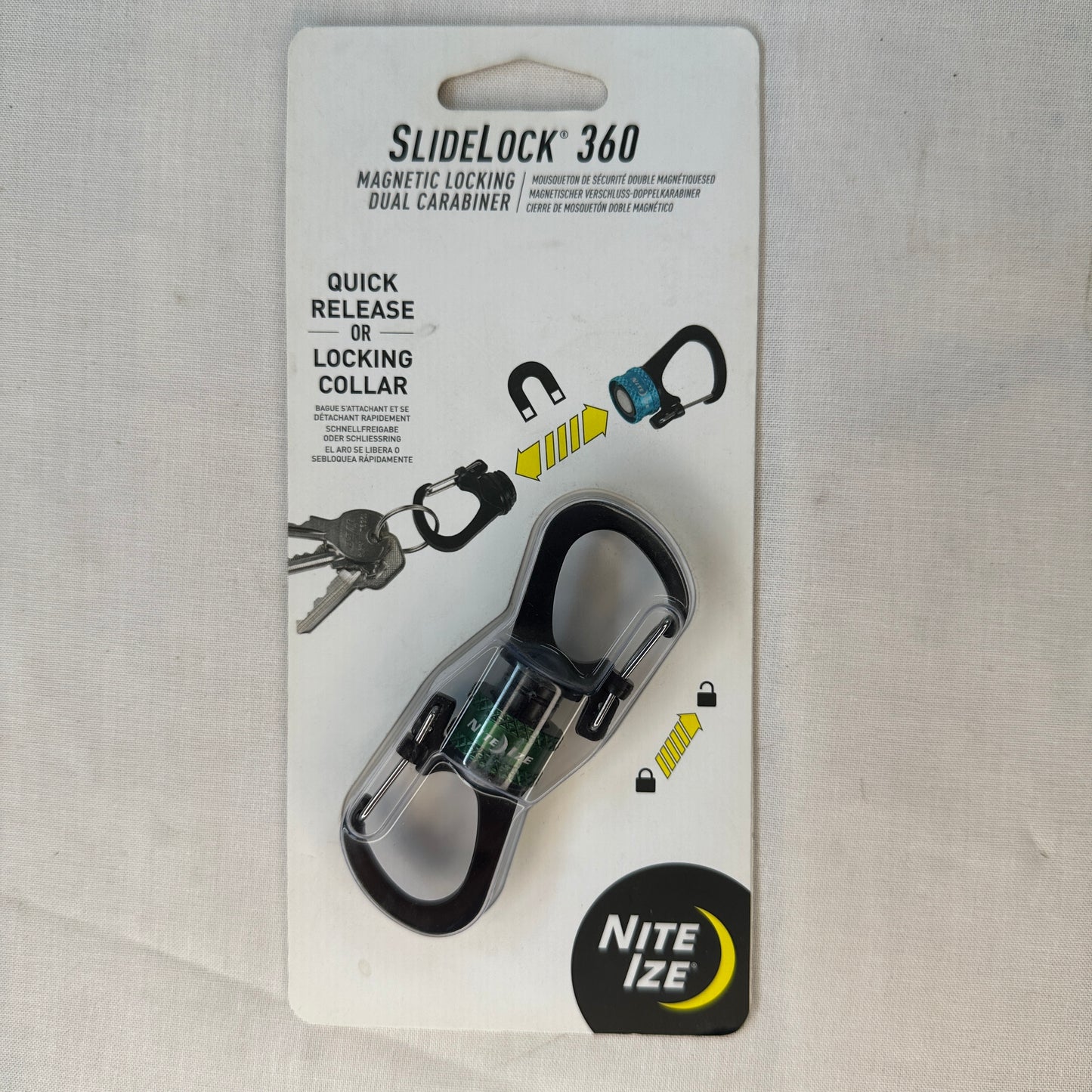 Nite Ize SlideLock 360 Quick Release Locking Collar Double Carabiner