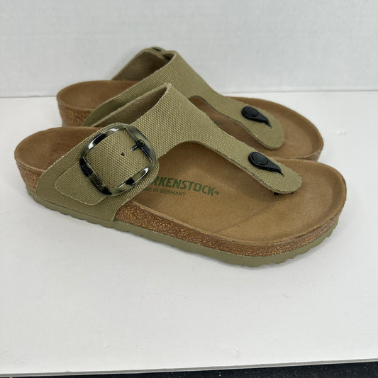 Birkenstock Gizeh Sandal Forest Green Adjustable Strap Slip On Cork Outsole Lightweight Open Toe