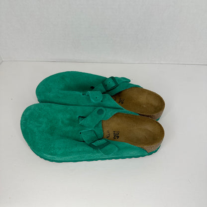 Birkenstock Teal Slippers Teal Slip On Felt Outside Adjustable Buckle One of a Kind Lightweight