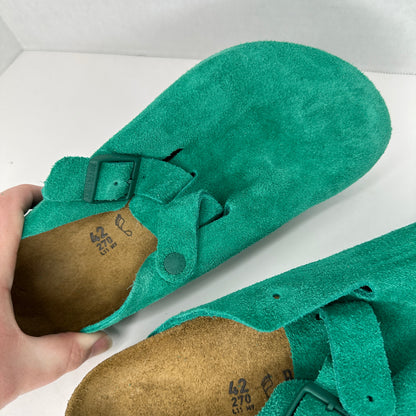 Birkenstock Teal Slippers Teal Slip On Felt Outside Adjustable Buckle One of a Kind Lightweight