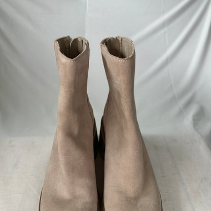 Dolce Vita Taupe Sued H2O Tan Suede Outside Tall Above Ankle 3" Platform Heel 6" Tube Cap Toe