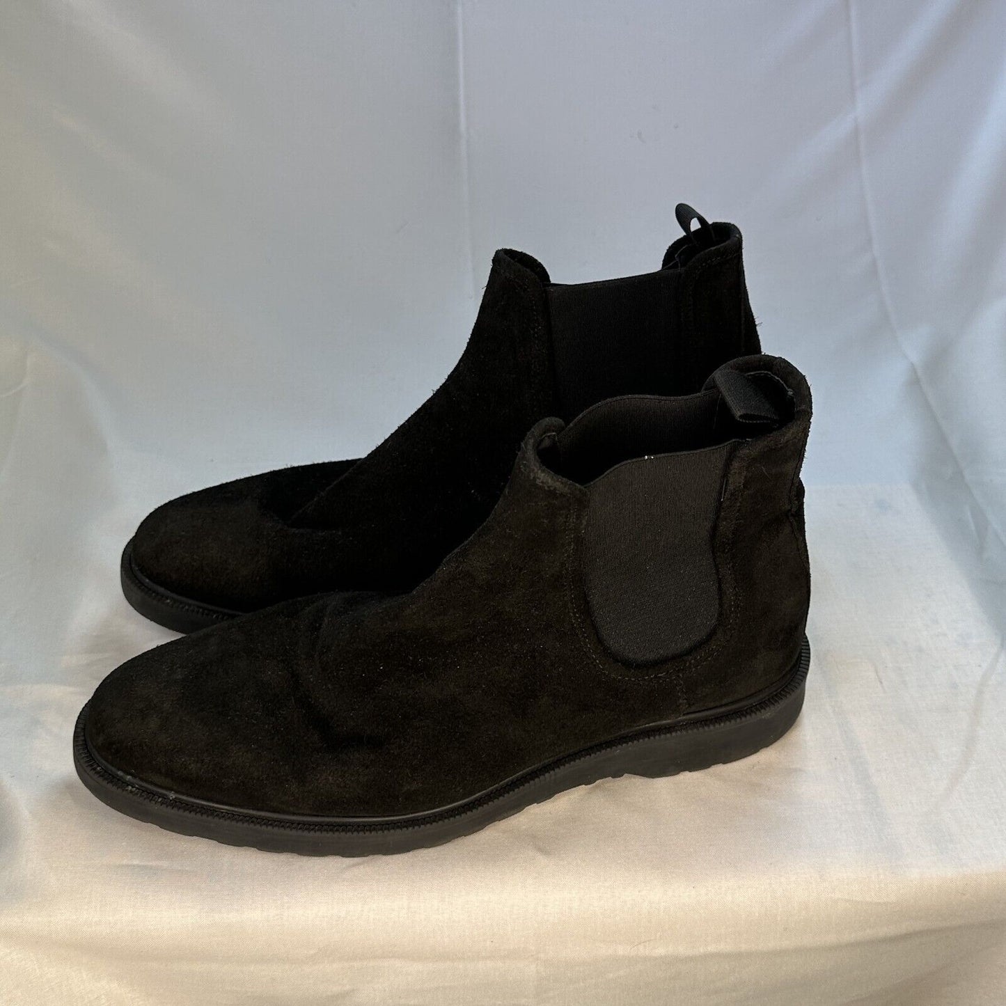 Zara Black Velvet Mens Dress Boots Slip On Style