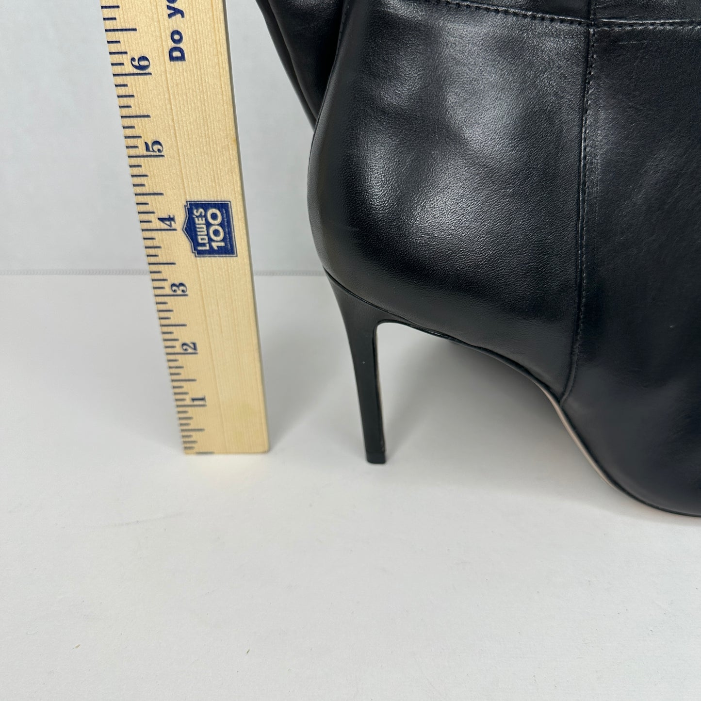 Schutz Mikki Heel Boots Black Over The Knee Slip On w Zipper Stiletto Heel Genuine Leather 3.5" Heel