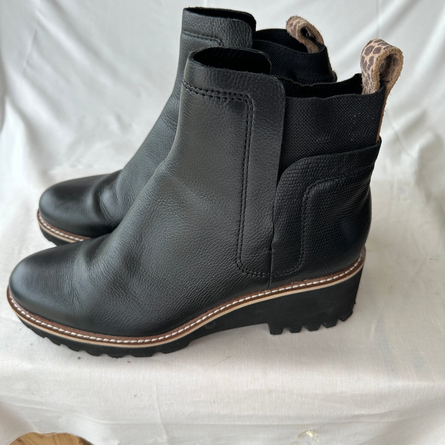 Dolce Vita Black Leather Boots Black Black Leather Tall Boot Wedge Style Height