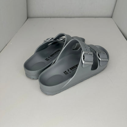 Birkenstock Arizona Essentials Gray Contoured Rubber Insole Buckle Adjustable Straps Slip On Sandals