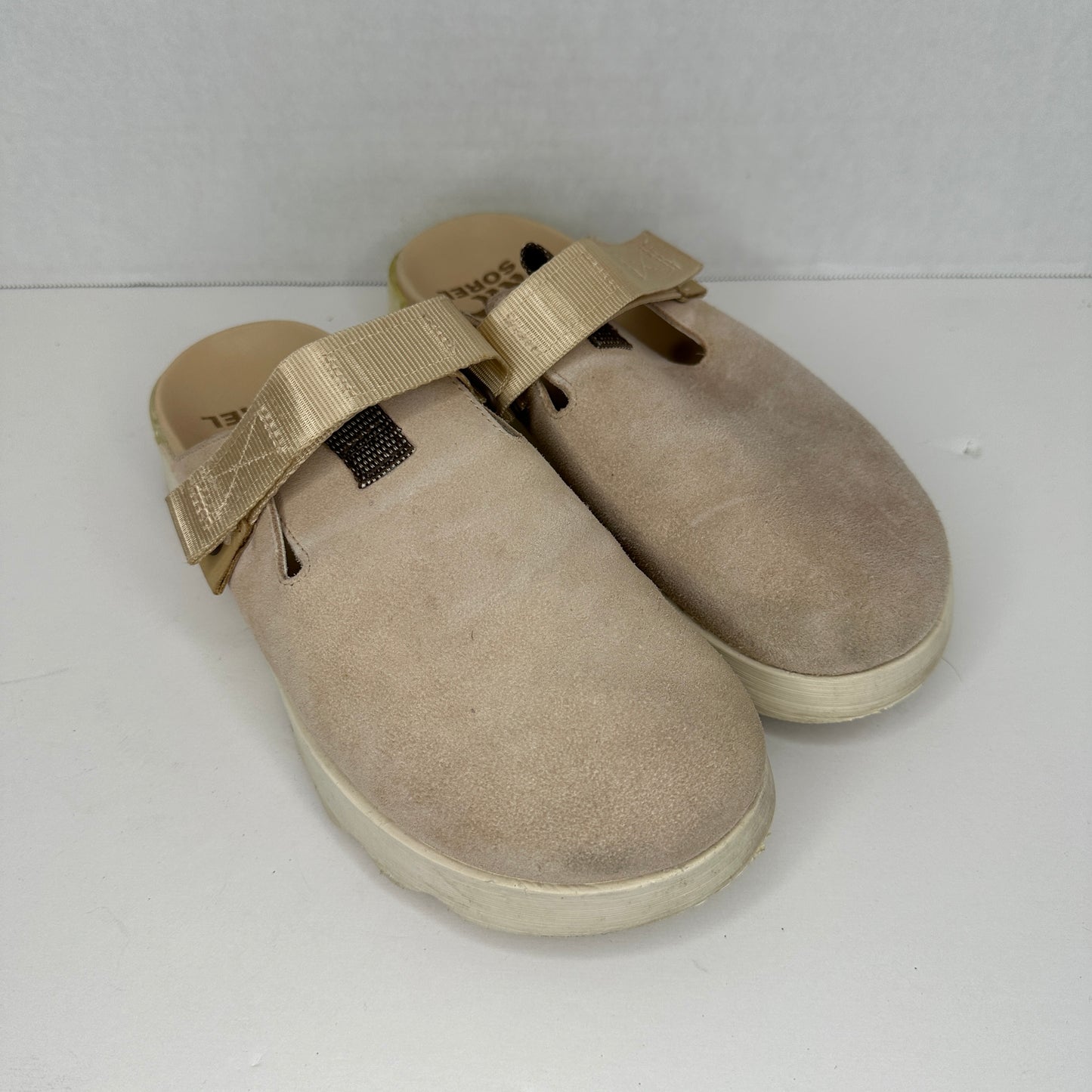 Sorel Viibe Suede Slippers Pastel Pink/Beige Adjustable Strap Pastel Pink/Beige Lightweight Casual Closed Toe