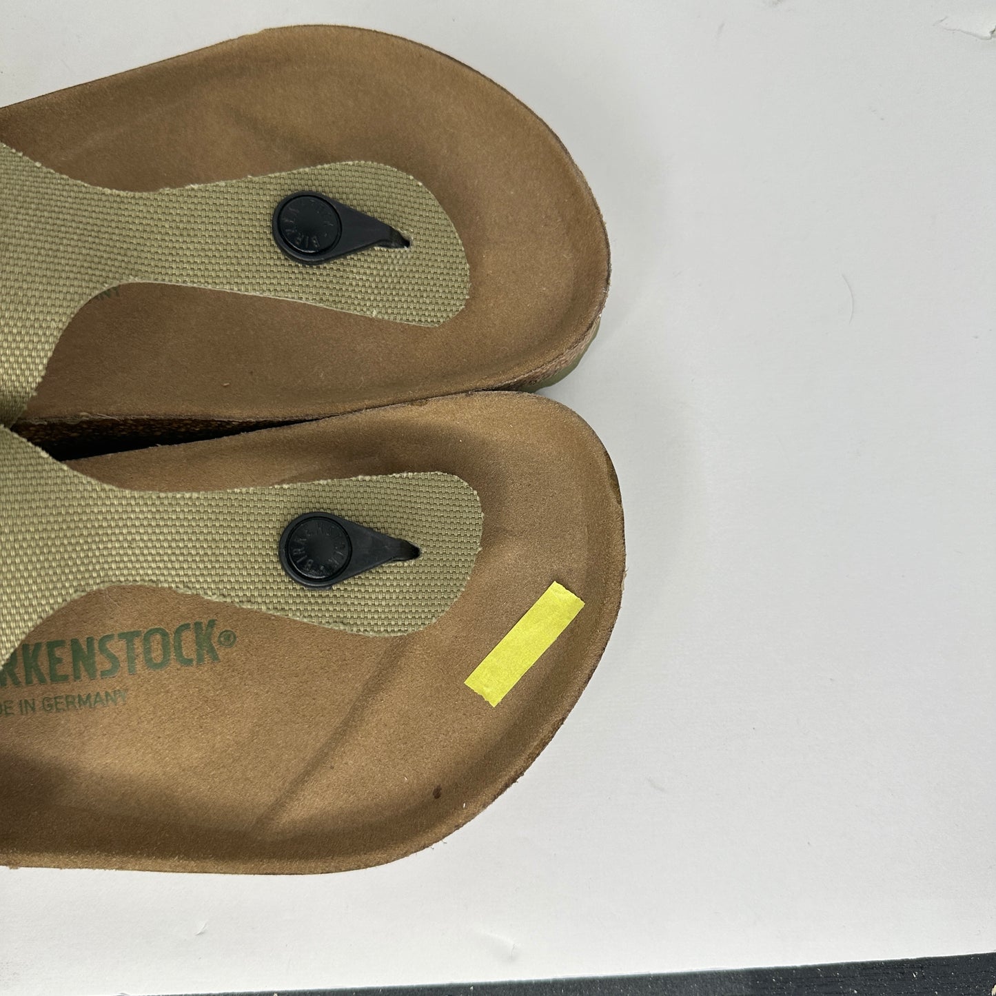 Birkenstock Gizeh Sandal Forest Green Adjustable Strap Slip On Cork Outsole Lightweight Open Toe