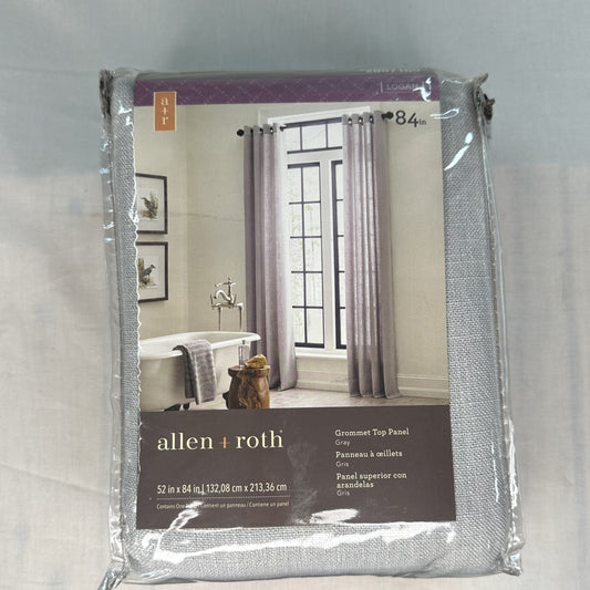 Allen + Roth Logan 84" Gromet Style Curtain 52x84 Gray Pattern Modern #2857165