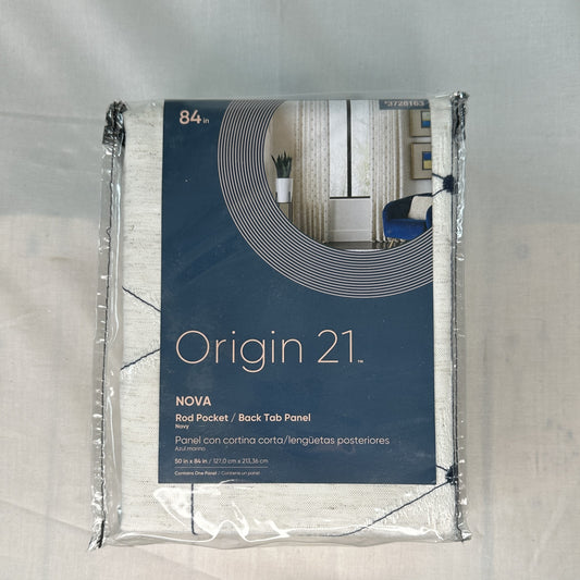 Origin 21 84" Rod Pocket/Back Tab Panel Curtain 50x84 Navy Pattern