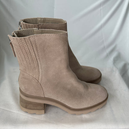 Dolce Vita Taupe Sued H2O Tan Suede Outside Tall Above Ankle 3" Platform Heel 6" Tube Cap Toe