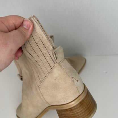 Dolce Vita Suede H2O Boots Beige Slip On 2" Heel Beige Ankle High Accents