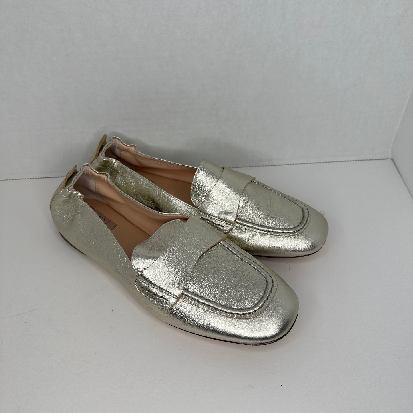 AGL Mara Pure Silver Moccasin Silver/Champagne Lightweight Slip On Leather Threaded Breathable Flats