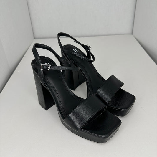 BP Noella Black 4" Heel Open Toe and Breathable Decorative Accent Adjustable Ankle Strap Buckle