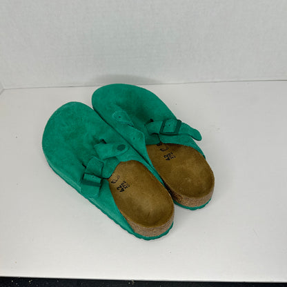 Birkenstock Teal Slippers Teal Slip On Felt Outside Adjustable Buckle One of a Kind Lightweight