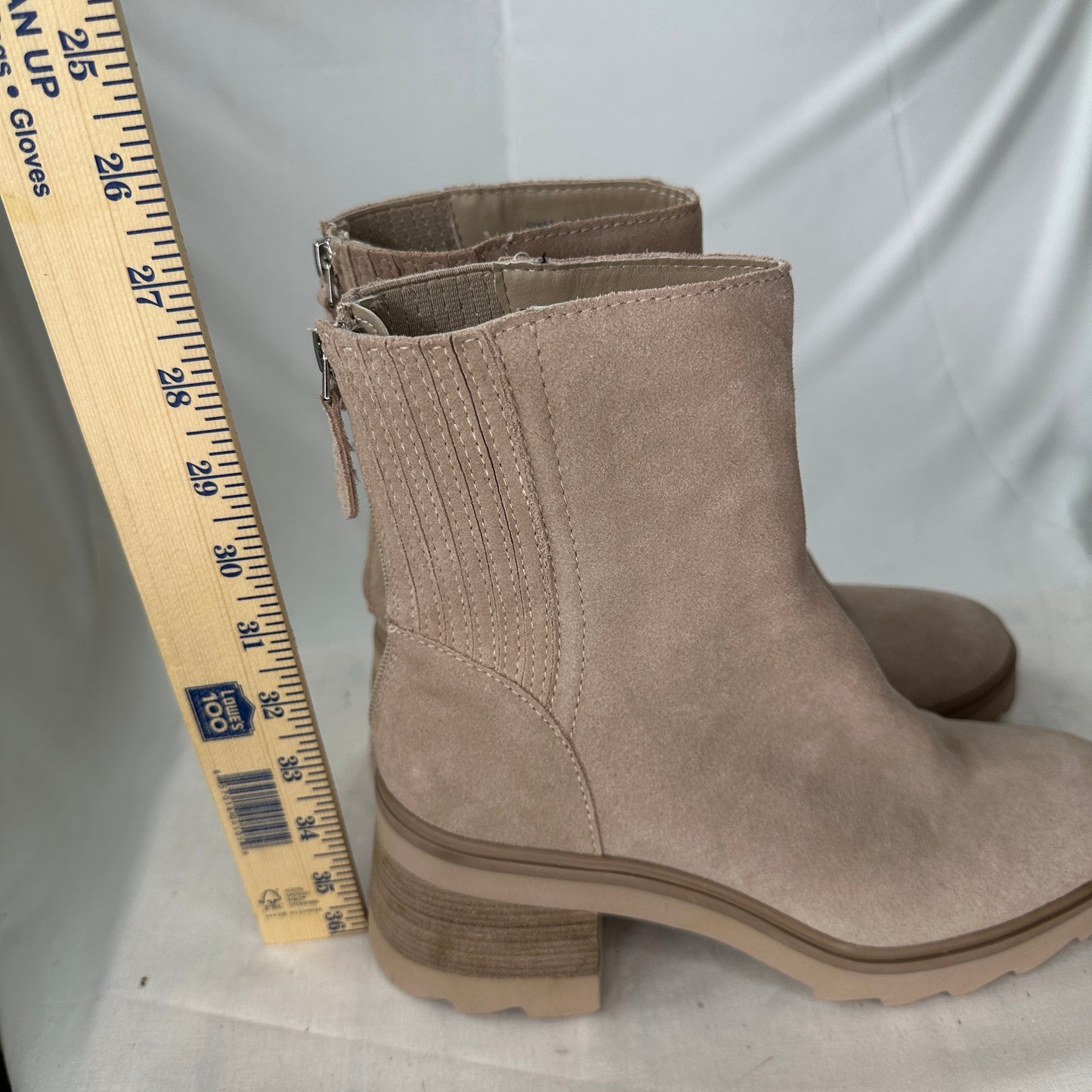 Dolce Vita Taupe Sued H2O Tan Suede Outside Tall Above Ankle 3" Platform Heel 6" Tube Cap Toe