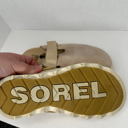 Sorel Viibe Suede Slippers Pastel Pink/Beige Adjustable Strap Pastel Pink/Beige Lightweight Casual Closed Toe