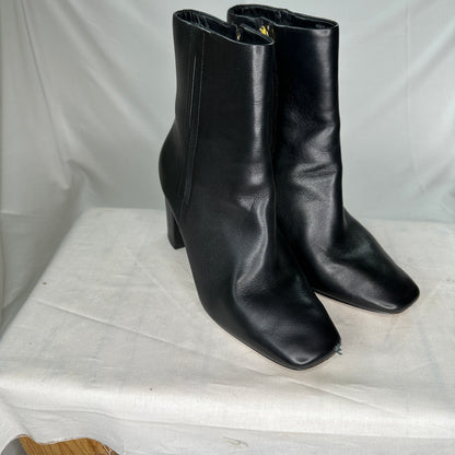 Cole Haan High Heel Boots Grand 360 Leather Black w/ Beige Bottoms and Gold Zipper Black Leather Platform Heel Zipper Open Box