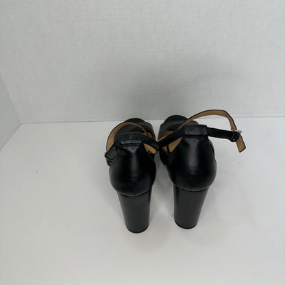 Naturalizer Melody Black Black 4" Heel Sandal Platform Soft Leather Buckle Ajustable Strap