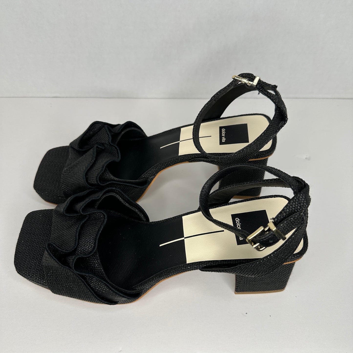 Dolce Vita Cheer Heels Black Lightweight Ankle Strap Buckle Adjustable Block Heel 3" Heel