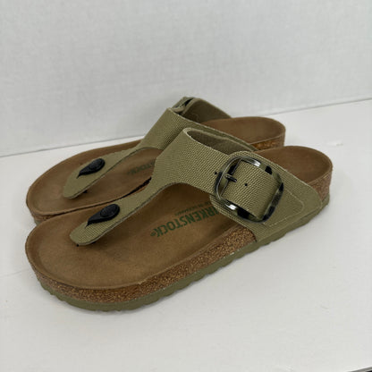 Birkenstock Gizeh Sandal Forest Green Adjustable Strap Slip On Cork Outsole Lightweight Open Toe