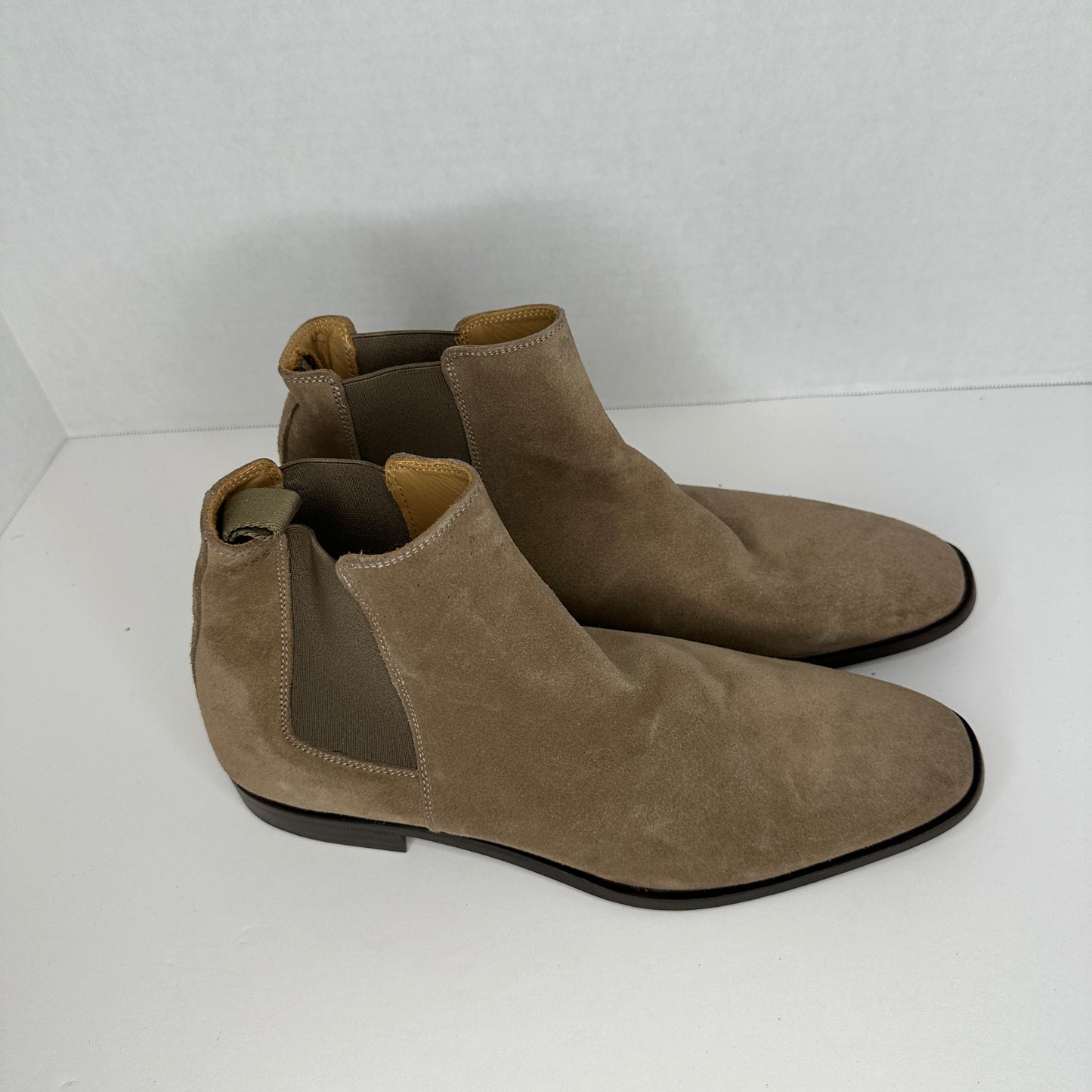 Hugo Boss Chelsea Boots Brown Slip On Suede 5" Calf Tube Hand Made Supportive