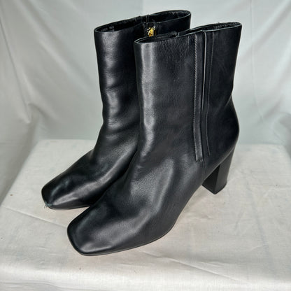 Cole Haan High Heel Boots Grand 360 Leather Black w/ Beige Bottoms and Gold Zipper Black Leather Platform Heel Zipper Open Box