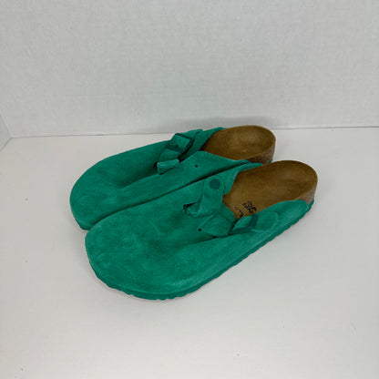 Birkenstock Teal Slippers Teal Slip On Felt Outside Adjustable Buckle One of a Kind Lightweight