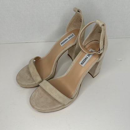 Steve Madden Susan Beige Adjustable Strap Suede Leather Adjustable Ankle Strap (only one) 4" Platform Heel Manmade