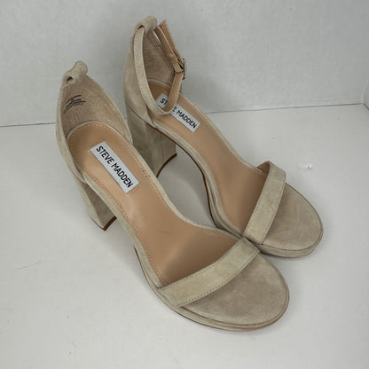 Steve Madden Susan Beige Adjustable Strap Suede Leather Adjustable Ankle Strap (only one) 4" Platform Heel Manmade