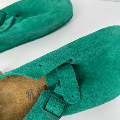 Birkenstock Teal Slippers Teal Slip On Felt Outside Adjustable Buckle One of a Kind Lightweight